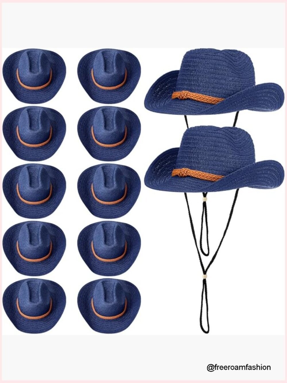 12 Pack Straw Cowboy Hats Wide Brim Summer Sun Protection